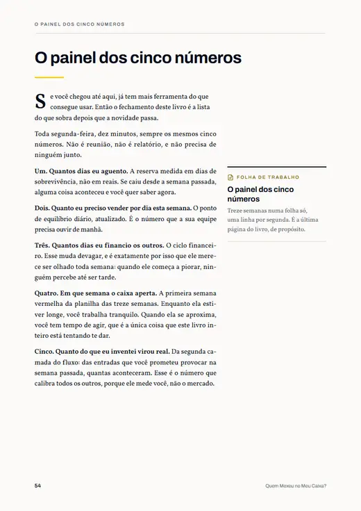 Página do livro: O painel dos cinco números