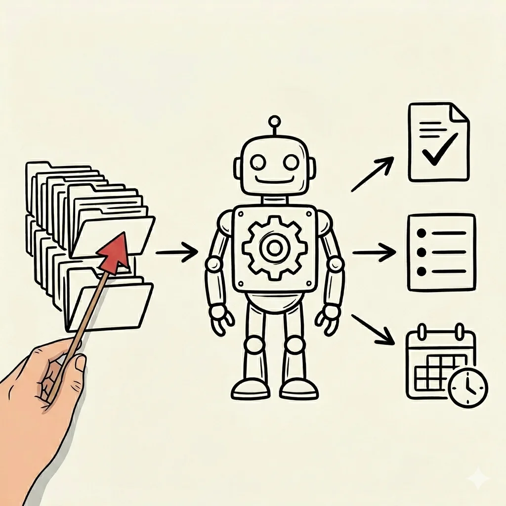 IA conectada ao Arquivo Gestor — pastas para documentos, tarefas e agenda